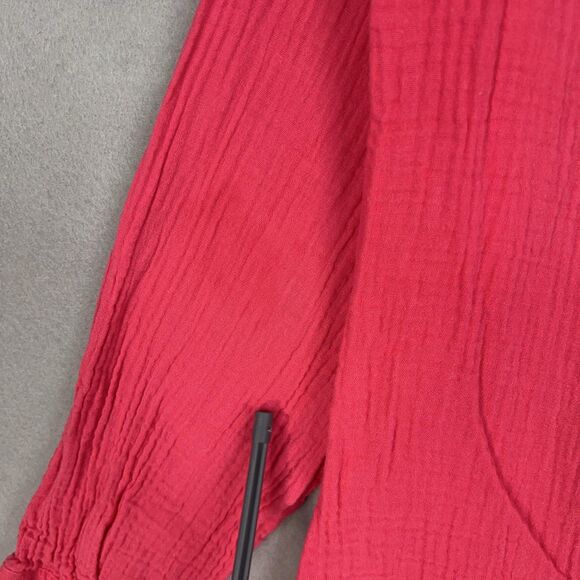 Mote Shirt Womens 2XL Pink Hot Bright Fuchsia Gauze Coastal Resort Vacation Fem - Picture 9 of 14